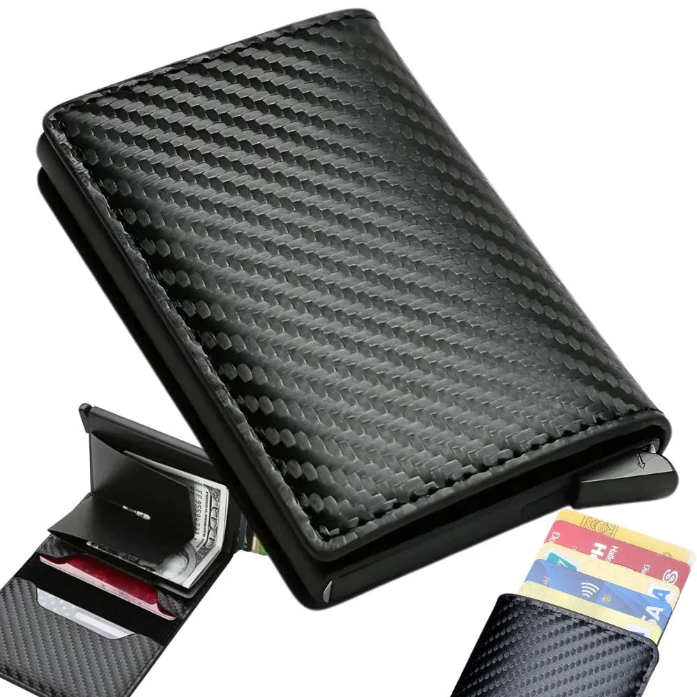 Herren RFID Brieftasche Schwarz – Anti-Diebstahl Kartenetui mit Aluminium & Eco-Leder