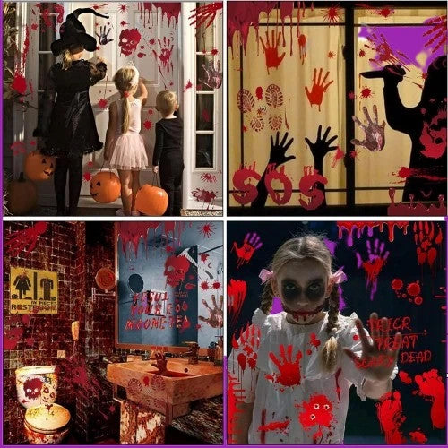 Halloween Fensterbilder 95 Stück Blut Aufkleber Deko Sticker Horror Party