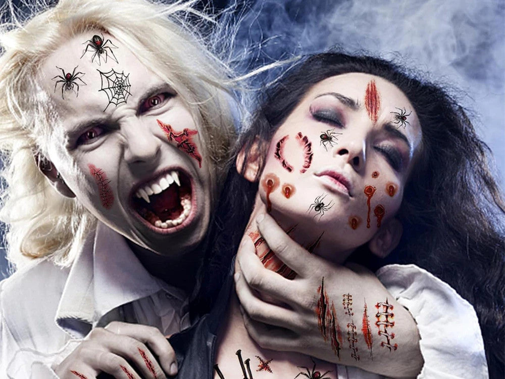 Halloween Tattoos Blut Realistisch Waschbar Temporär Hautaufkleber 🎃💉   4038732800489