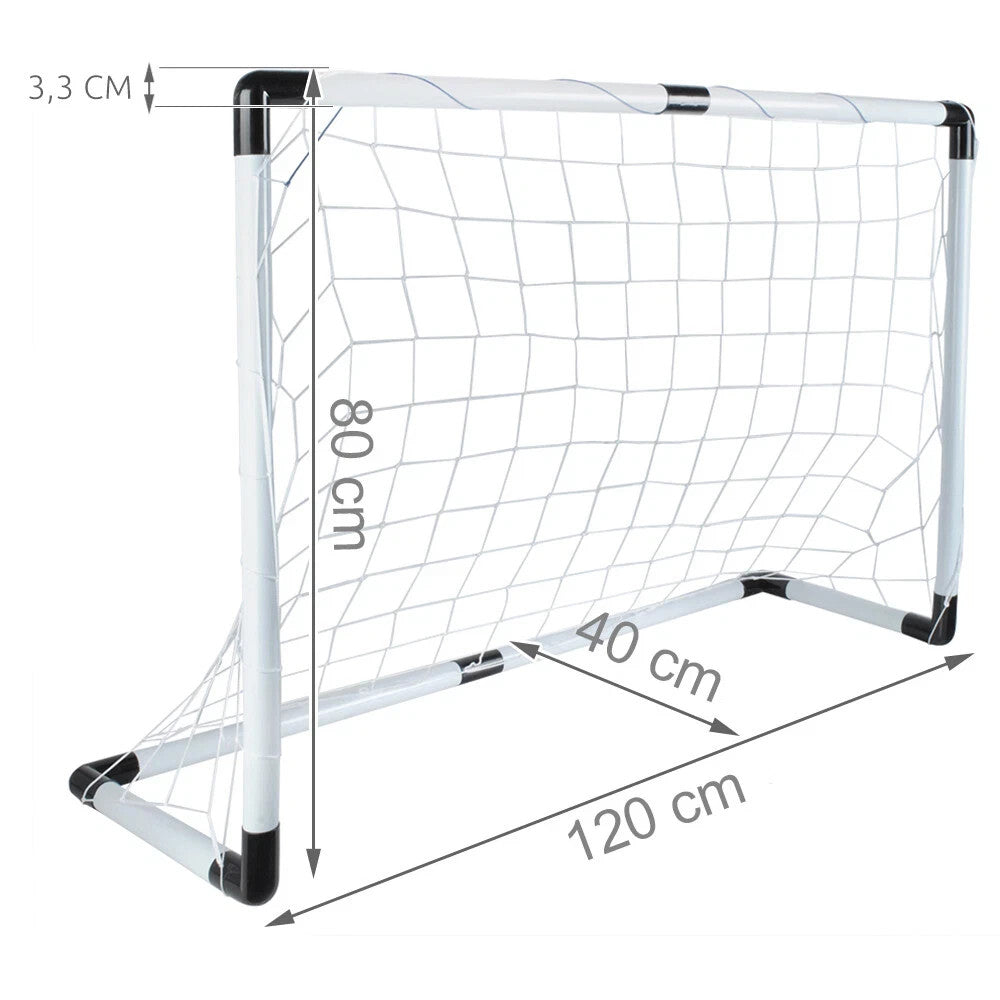 Kinder Fußballtor Set 120x80 cm mit Ball, Netz & Pumpe – Fußball Spielset für Kinder Garten Outdoor Training