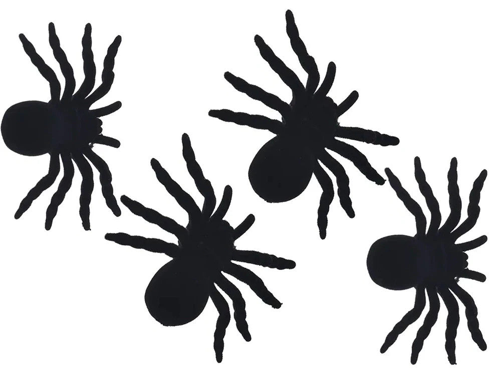 Halloween Spinnen Set 4 Stück Gruselige Schwarze Deko Spinne 11cm