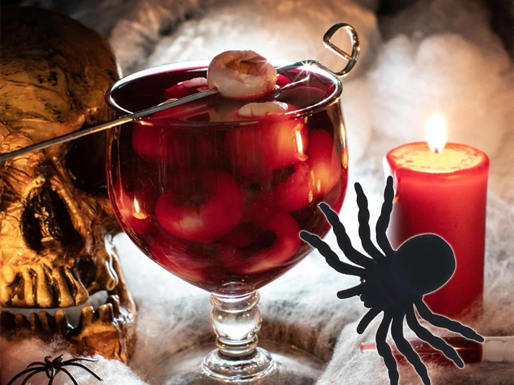 Halloween Spinnen Set 4 Stück Gruselige Schwarze Deko Spinne 11cm