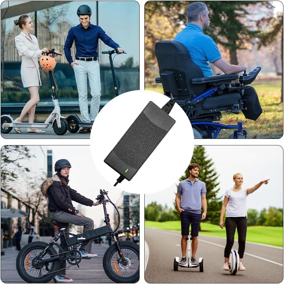 Ladegeräte für Scooter, 42V 2A Hoverboard Ladekabel mit 6 Anschlüssen, E Scooter Ladegerät, Kompatibel mit Ninebot, Xiaomi M365, M365 Pro, Pro2, Mi 3 und Mehr Scooter/Hoverboard/Fahrrad
