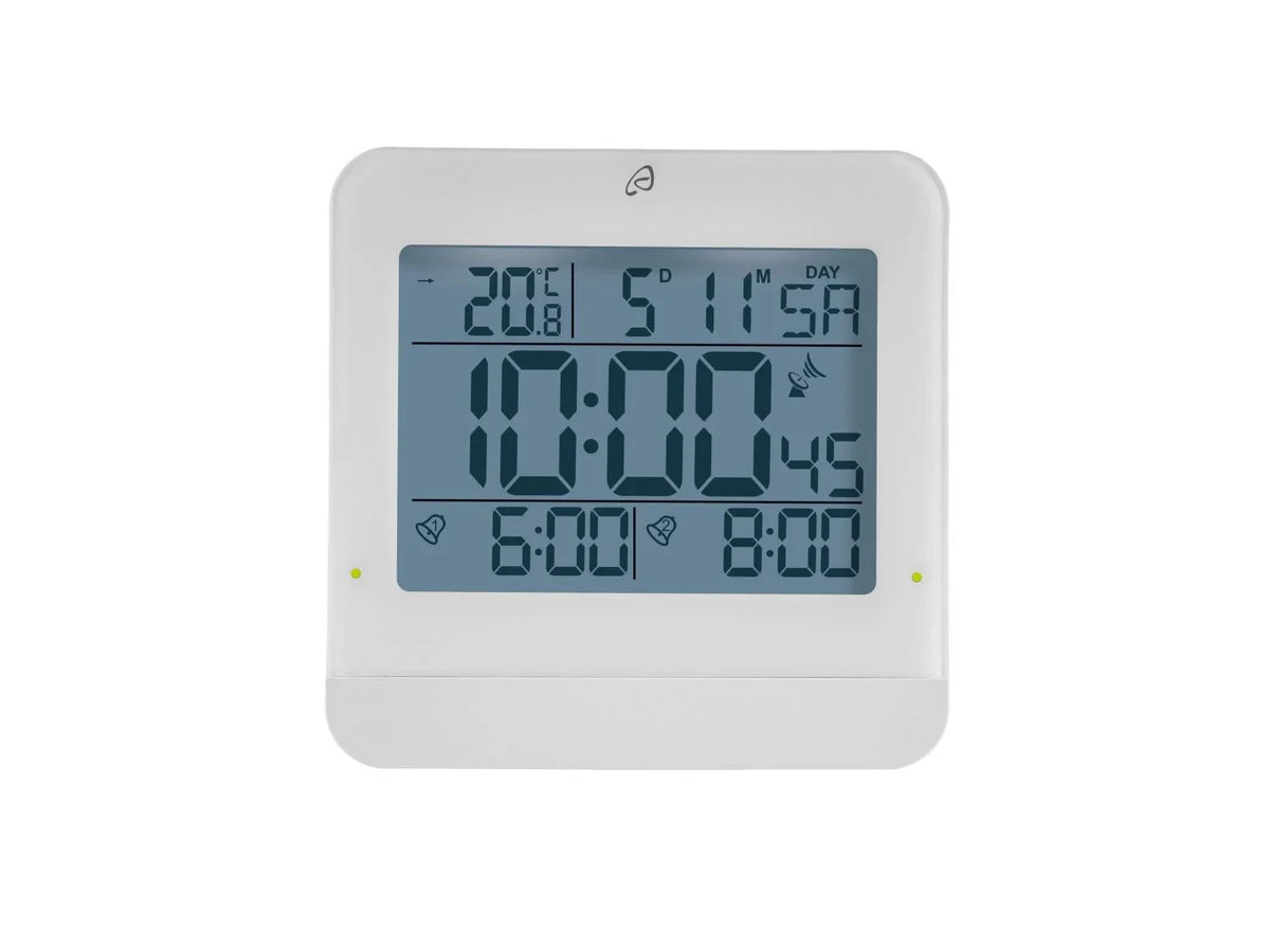 AURIOL® Digitaler Funkwecker mit LCD-Display – Automatische Zeit- & Datumeinstellung, Innentemperatur, Schlummerfunktion & Beleuchtung