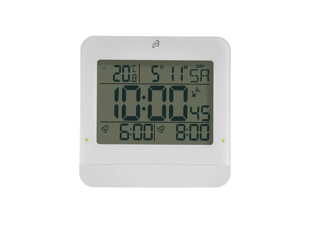 AURIOL® Digitaler Funkwecker mit LCD-Display – Automatische Zeit- & Datumeinstellung, Innentemperatur, Schlummerfunktion & Beleuchtung