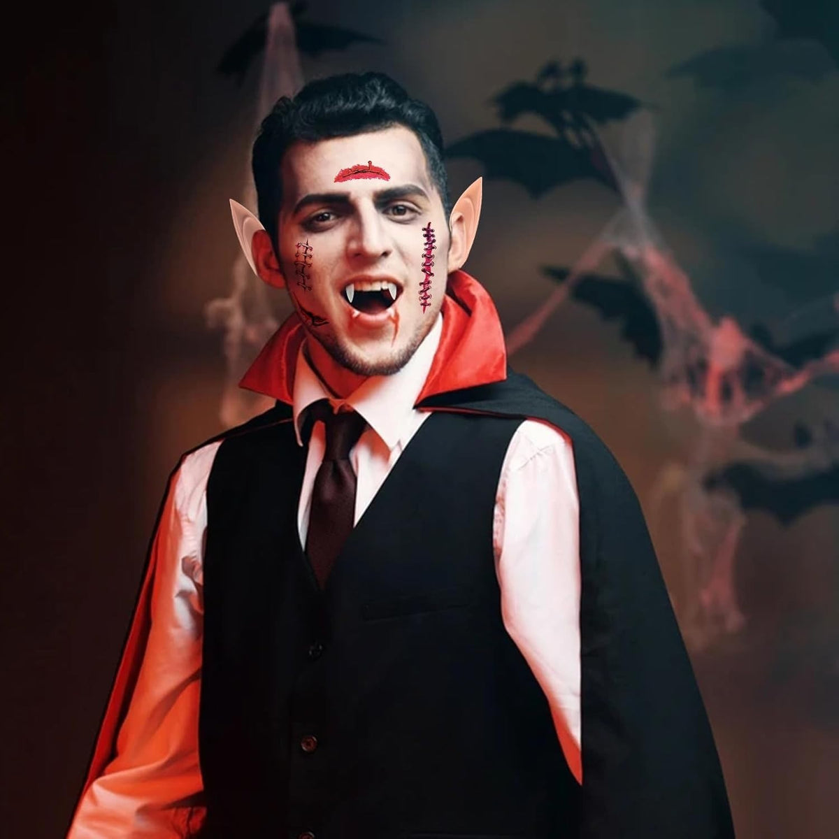 Halloween Vampir Zähne Set Erwachsene Kinder Fangs Elfenohren Krallen 🎃