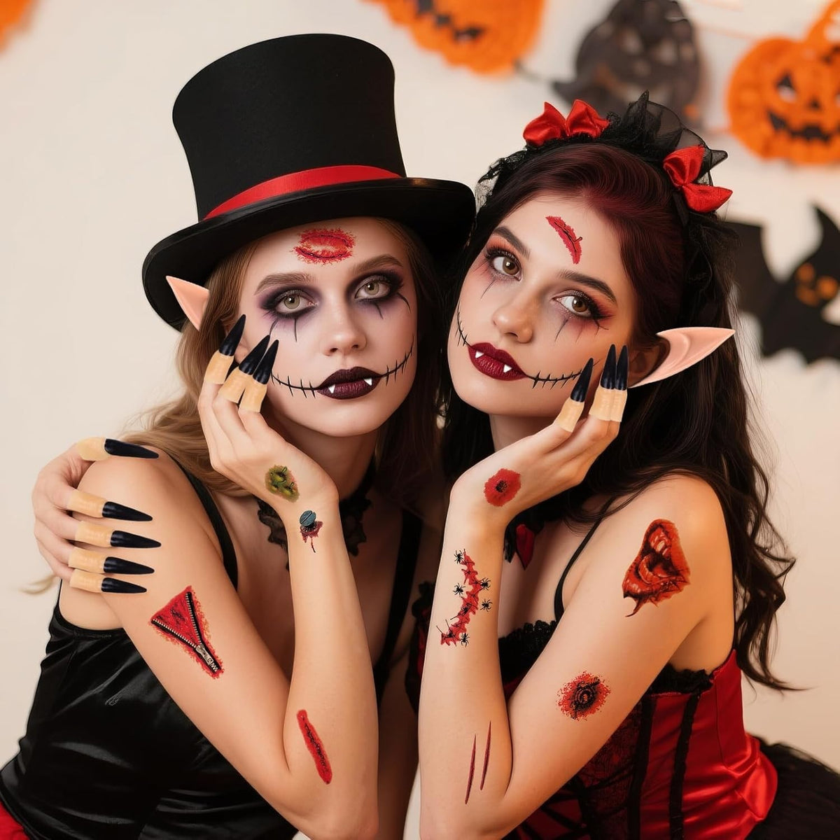 Halloween Vampir Zähne Set Erwachsene Kinder Fangs Elfenohren Krallen 🎃