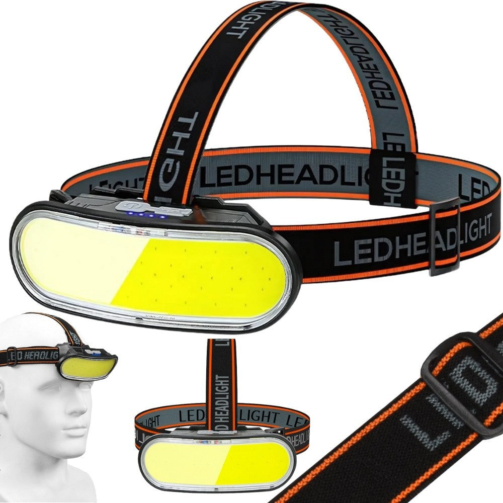 LED Stirnlampe COB USB-C Wiederaufladbar – Kopflampe mit 5 Lichtmodi, Rotlicht, SOS und Akku für Camping, Arbeit und Outdoor