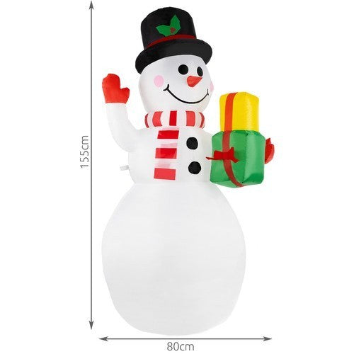 Aufblasbarer LED-Schneemann 155 cm – Weihnachtsdeko mit rotierendem Lichtprojektor, IP44 wasserdicht