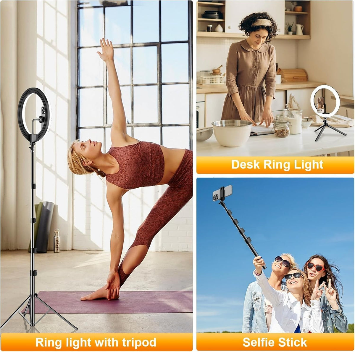 12 Zoll RGB Ringlicht mit Stativ 186cm dimmbar LED mit Handyhalter Bluetooth