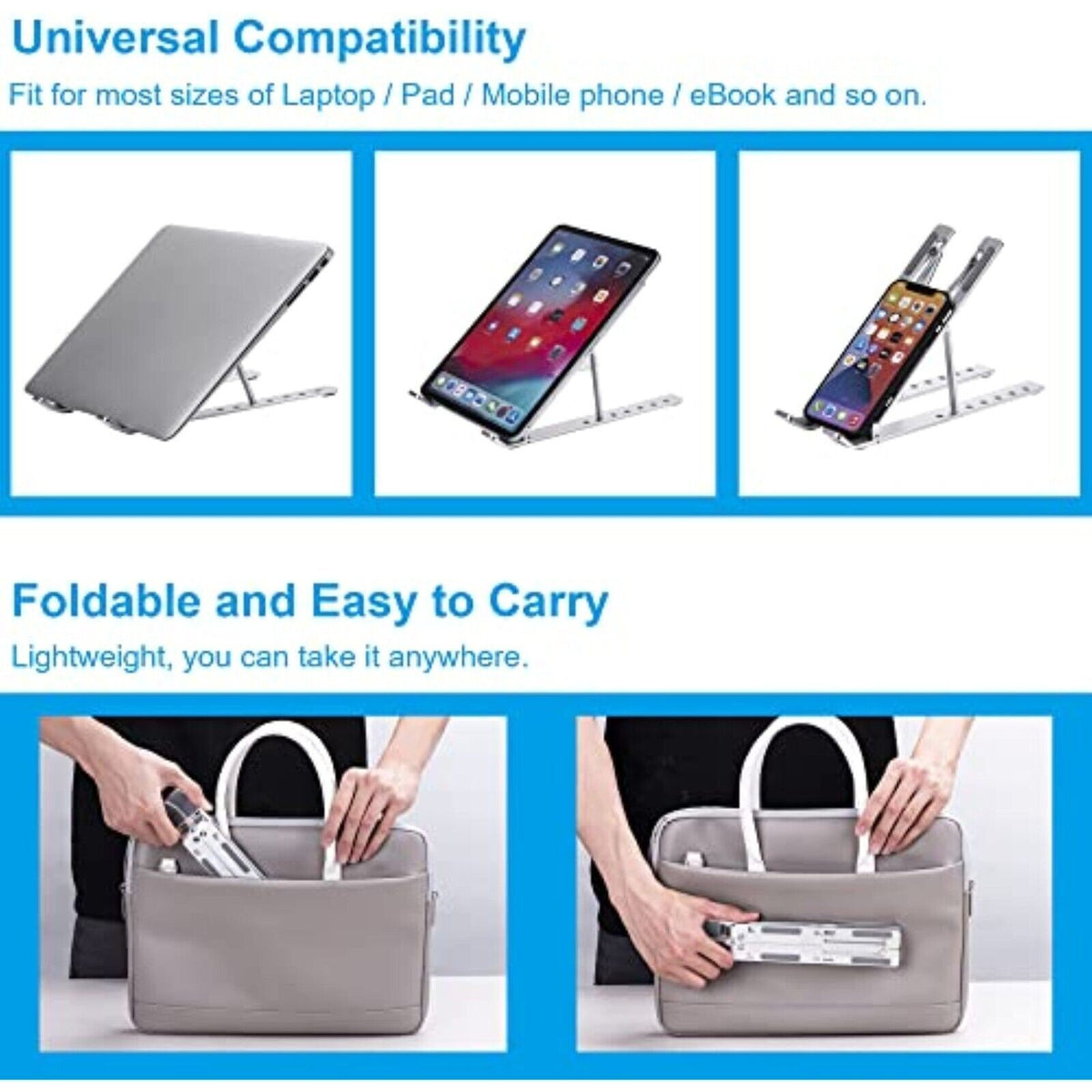 Laptop Ständer verstellbar 6 Stufen | Faltbarer Aluminium Halter 10–15,6 Zoll
