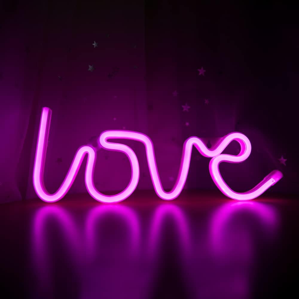 LED Neon Love Schild Batteriebetrieben Wanddeko Valentinstag ROSA