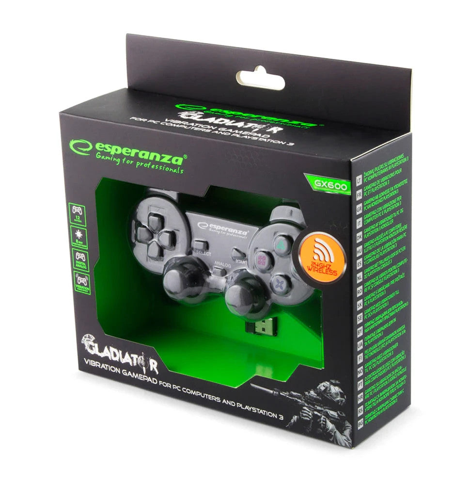 Esperanza Gladiator Kabelloses Gamepad PC PS3 USB 2.4GHz Schwarz