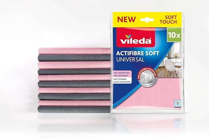 Vileda Actifibre Soft Universal Mikrofasertuch, Reinigungstuch aus 100 Prozent