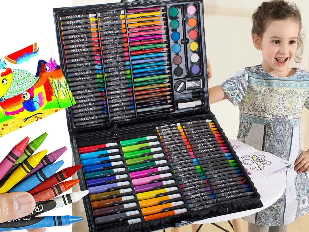 Malkoffer 168-teilig – Künstlerset mit Buntstiften, Markern & Farben für Kinder