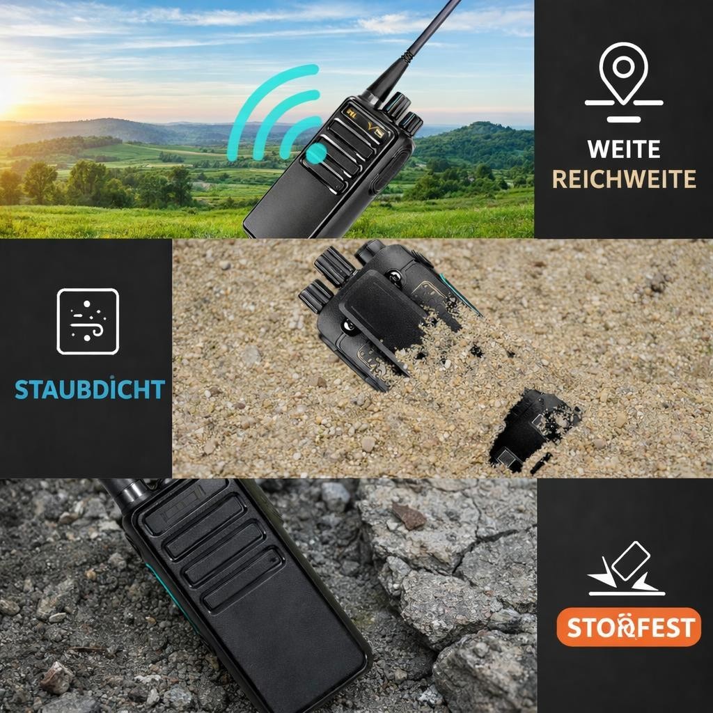 PMR446 Walkie Talkie 2er Set VOX Headset Funkgerät Notruf Klonfunktion
