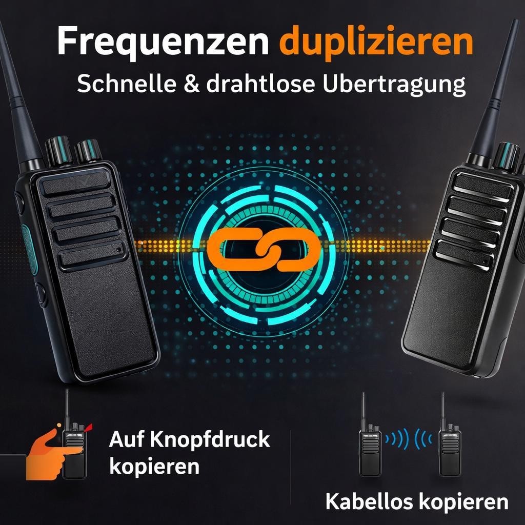 PMR446 Walkie Talkie 2er Set VOX Headset Funkgerät Notruf Klonfunktion