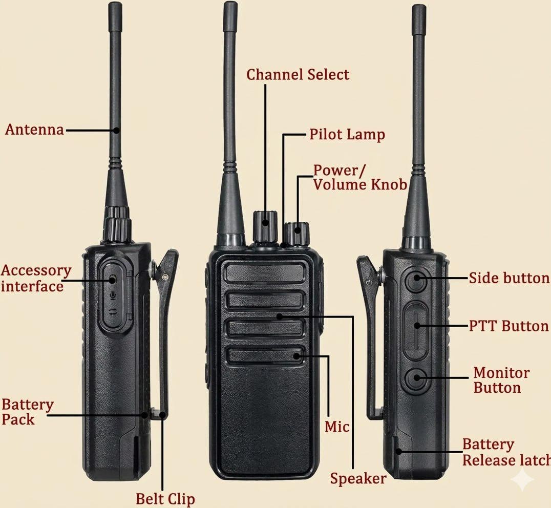 PMR446 Walkie Talkie 2er Set VOX Headset Funkgerät Notruf Klonfunktion