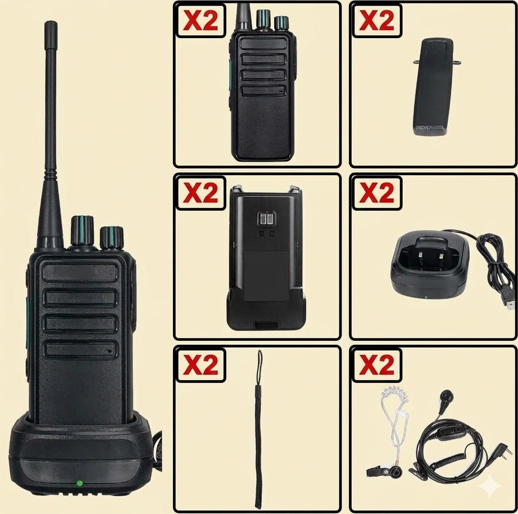 PMR446 Walkie Talkie 2er Set VOX Headset Funkgerät Notruf Klonfunktion
