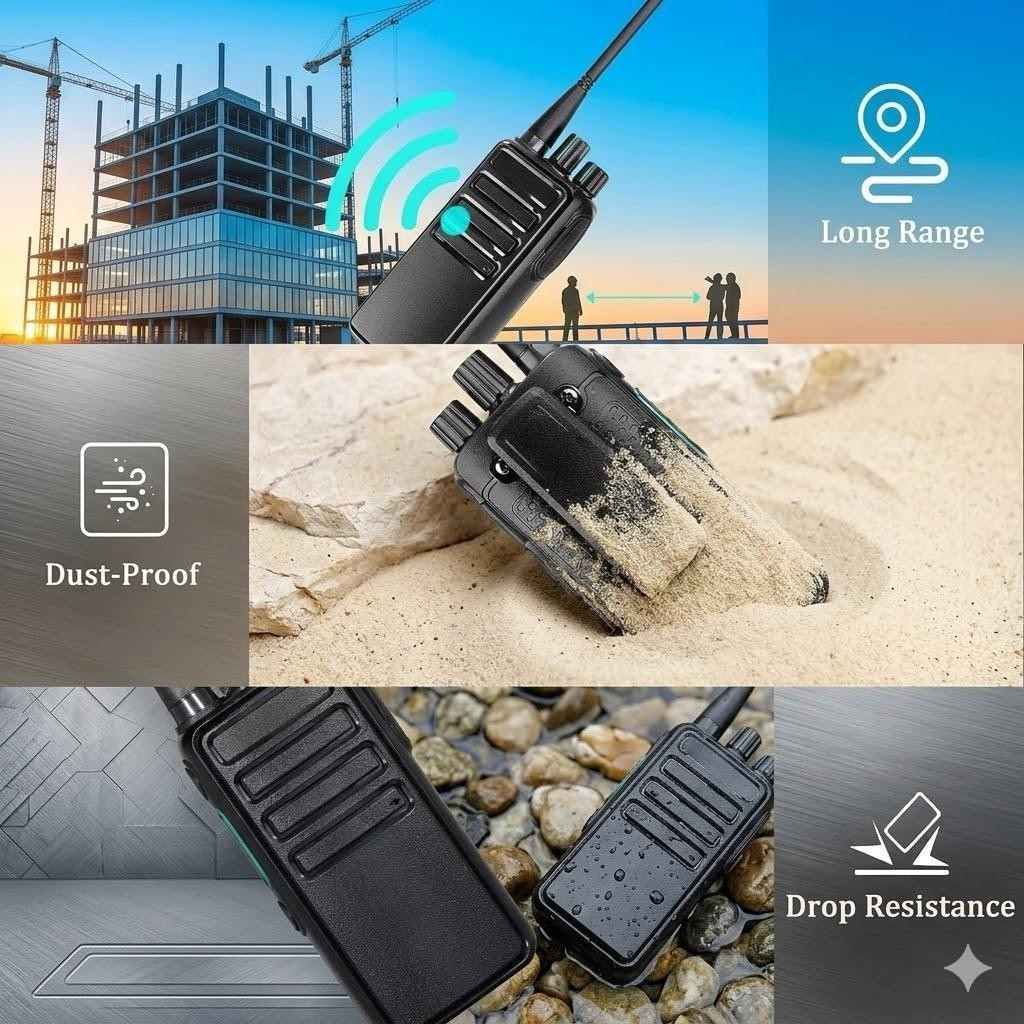 PMR446 Walkie Talkie 2er Set VOX Headset Funkgerät Notruf Klonfunktion