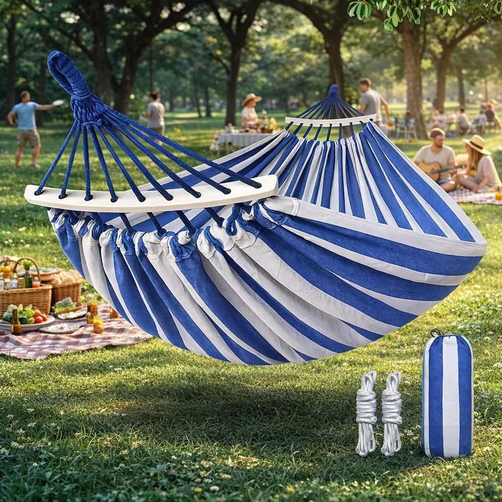 XXL Hängematte 150x200 cm Blau Garten Camping Outdoor Reise Relax Matte