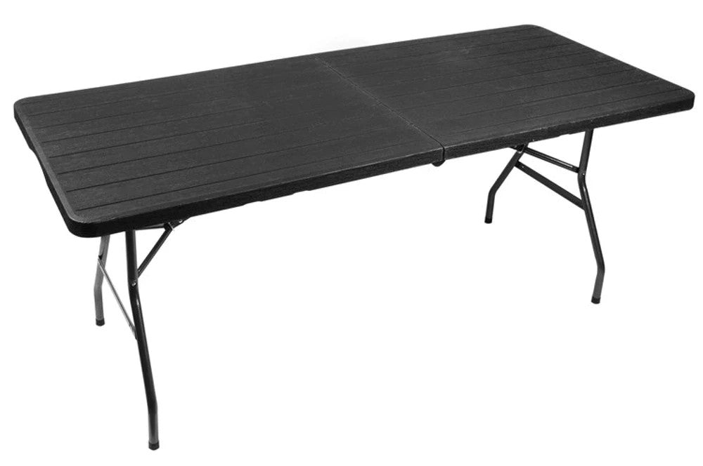 Klappbarer Gartentisch 180cm HDPE Koffertisch Campingtisch Partytisch Schwarz