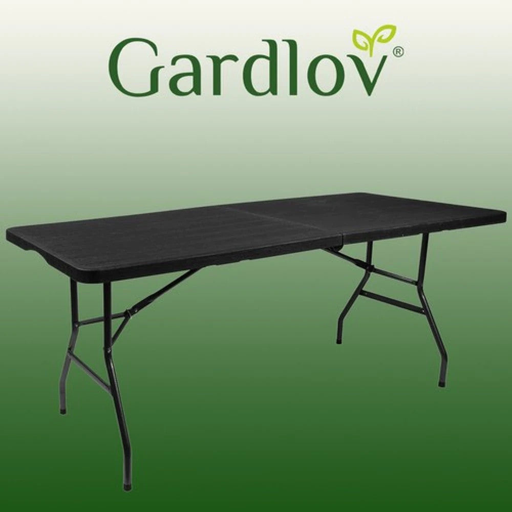 Klappbarer Gartentisch 180cm HDPE Koffertisch Campingtisch Partytisch Schwarz