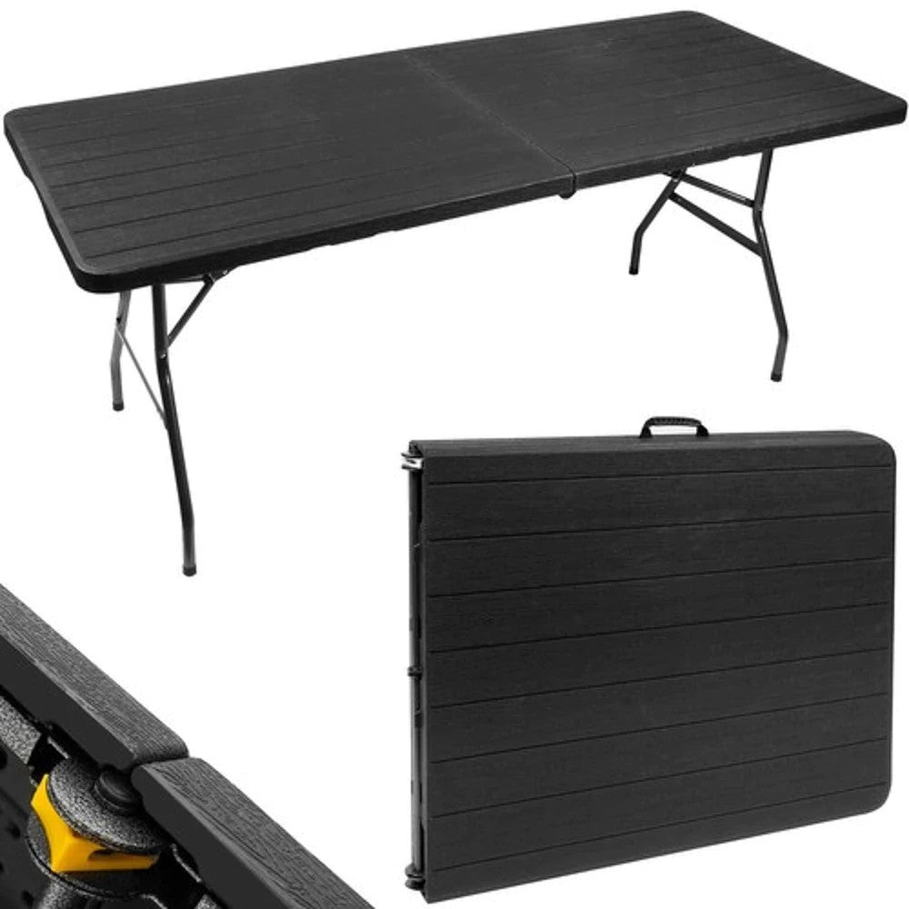Klappbarer Gartentisch 180cm HDPE Koffertisch Campingtisch Partytisch Schwarz
