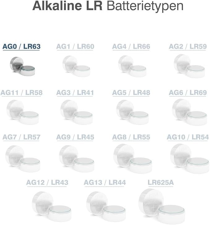 Camelion AG0 - AG12 / LR43 Knopfzellen Batterien 10er Set 1,5V Alkaline – Für Uhren, Taschenrechner und Elektronik