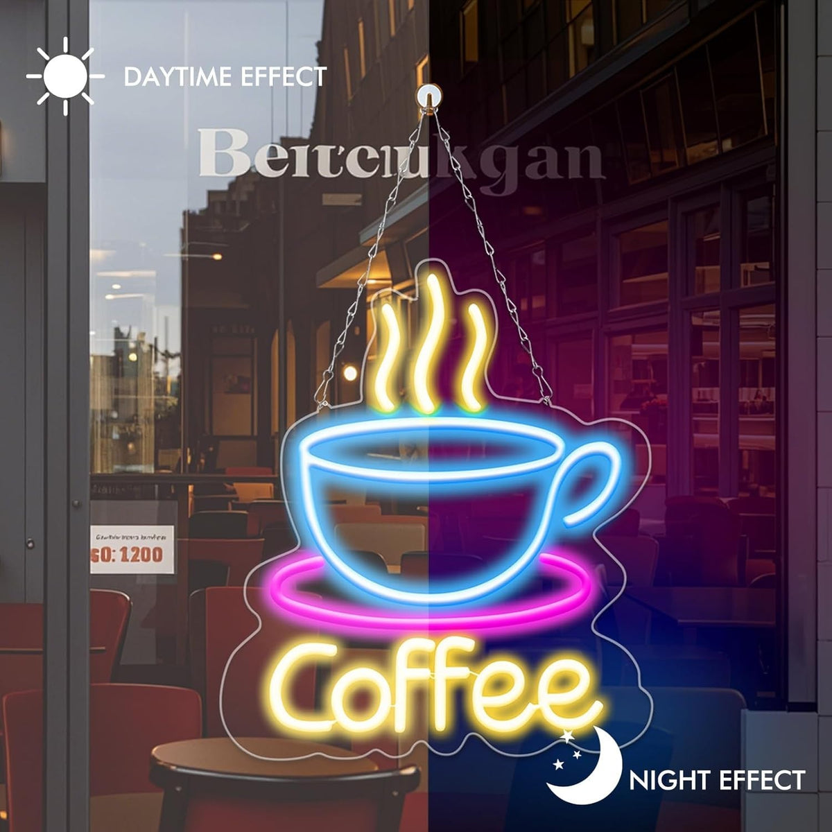 LED Kaffee Neon Schild dimmbar USB 43cm Coffee Leuchtschild