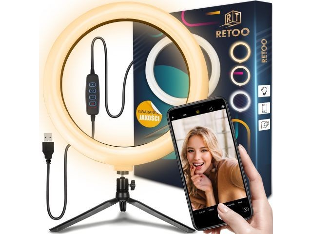 LED Selfie Ringlicht mit Stativ & USB – Dimmbares TikTok Licht 12cm