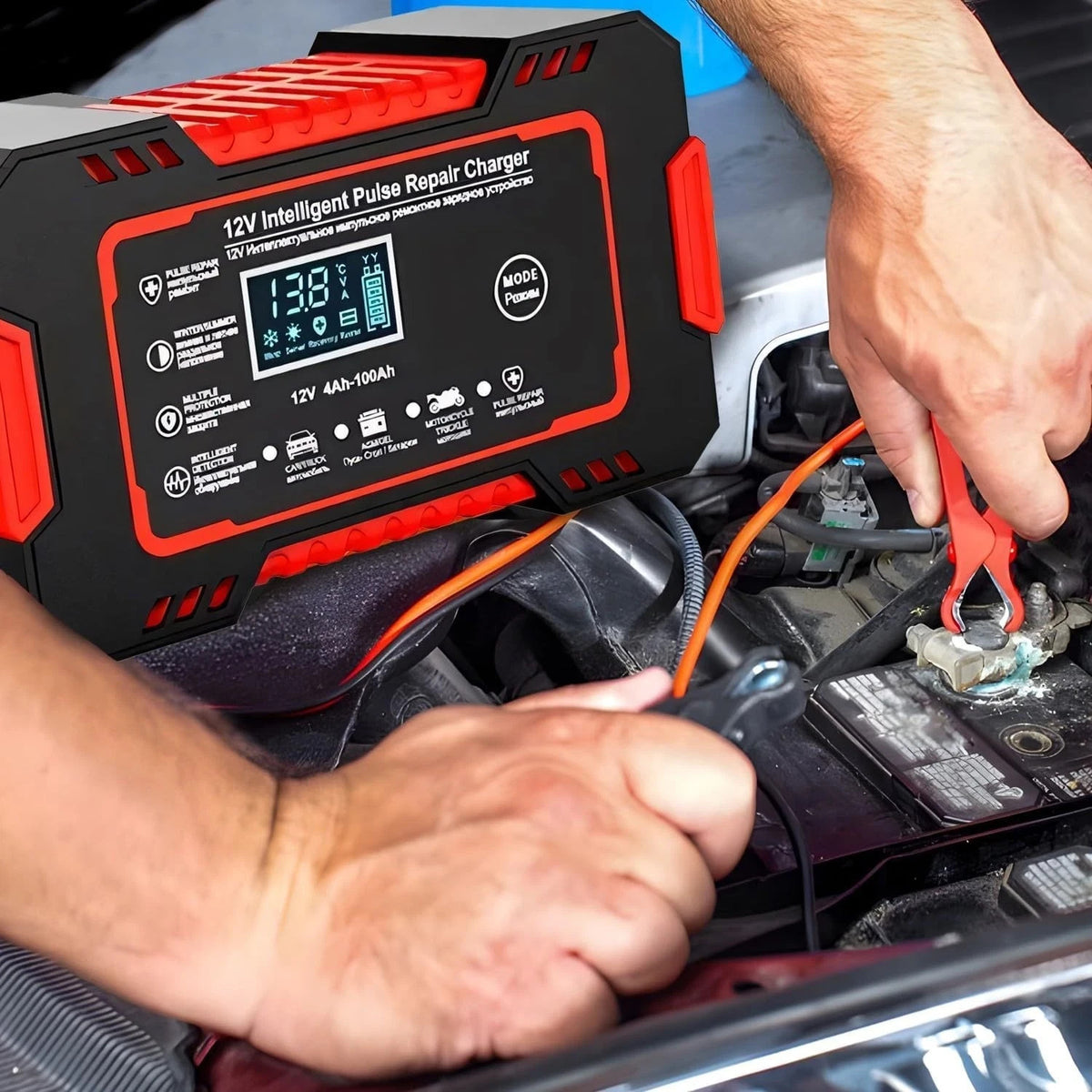 Batterieladegerät 12V 24V 10A Auto Ladegerät LCD Reparatur