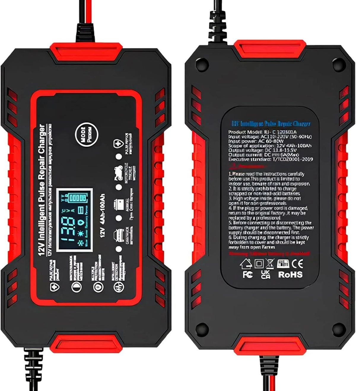 Batterieladegerät 12V 24V 10A Auto Ladegerät LCD Reparatur