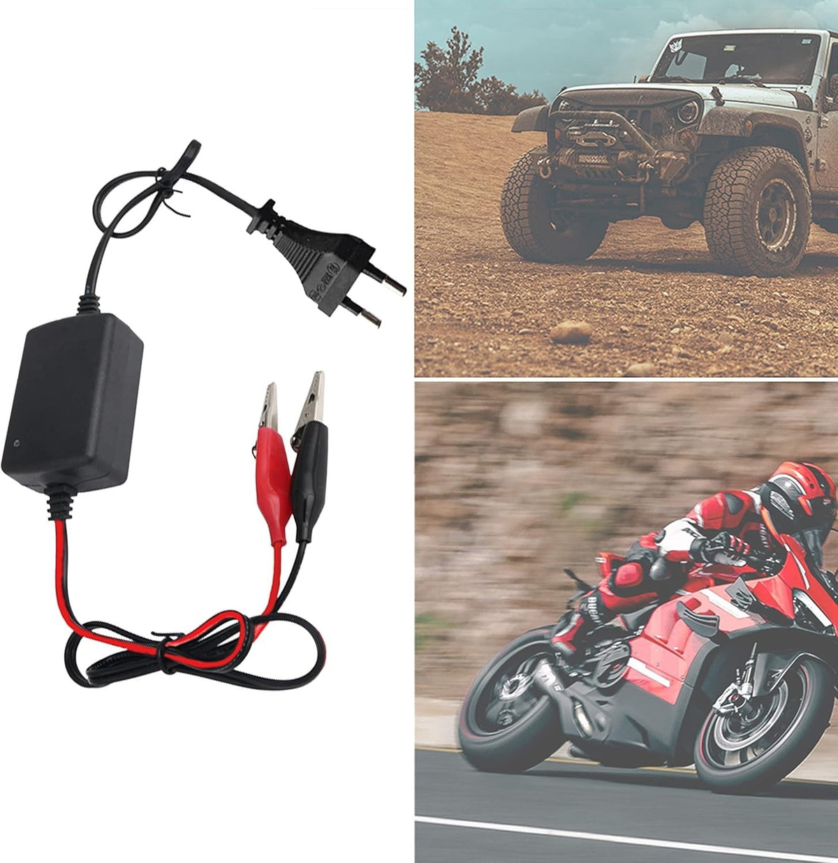 Batterieladegerät 12V 1.5A Gel Batterie KFZ Autobatterieladegerät für Oldtimer, Motorrad, Roller,