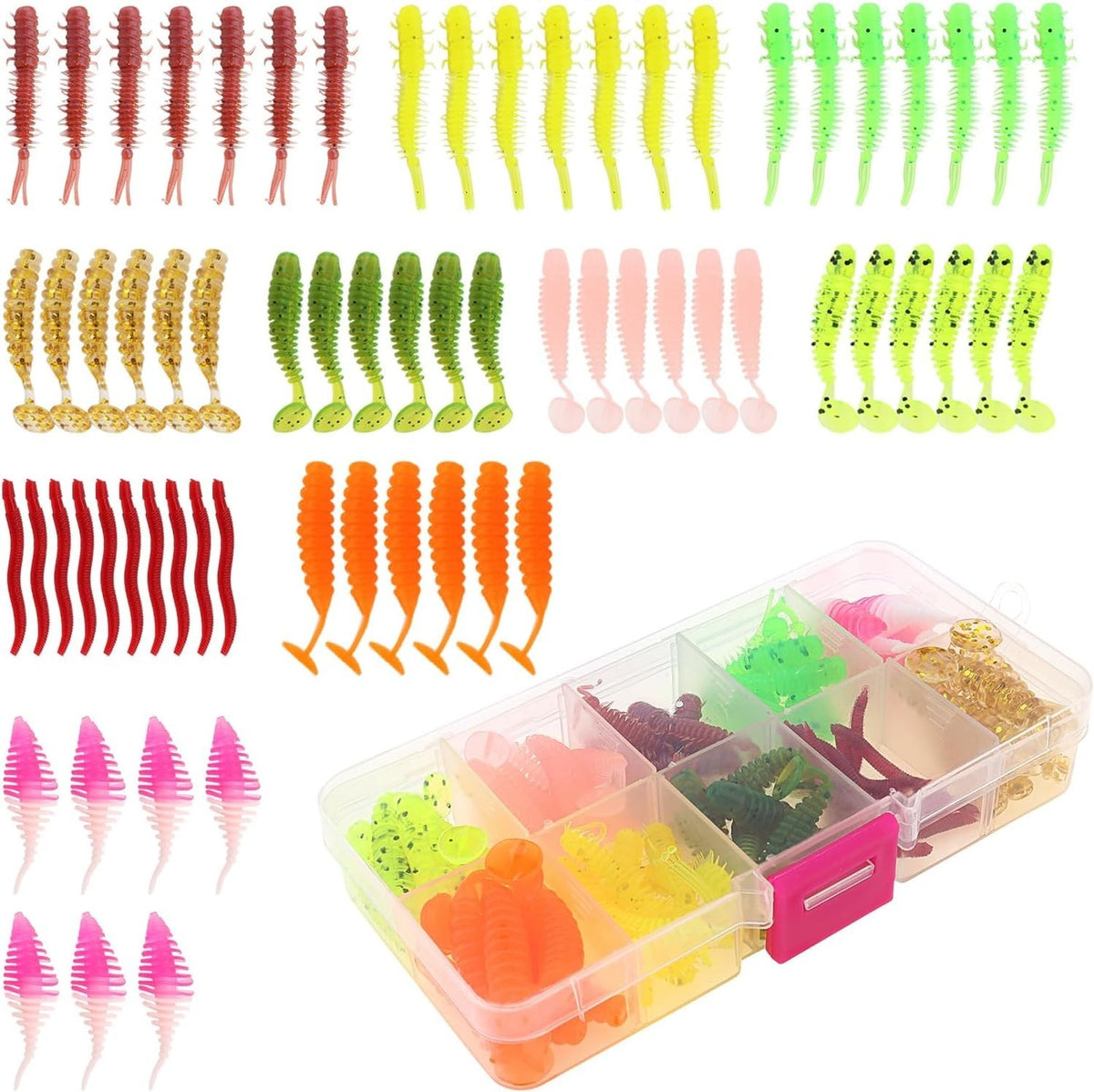 68tlg Angelköder Set Kunstköder Softbait für Forelle Barsch Zander