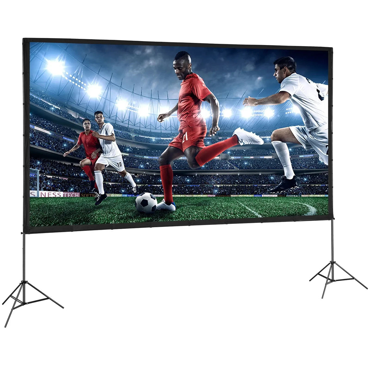 Beamer Leinwand mit Stativ 70–150 Zoll Auswahl – 16:9 Projektor Leinwand für Heimkino, Präsentationen und Outdoor Kino