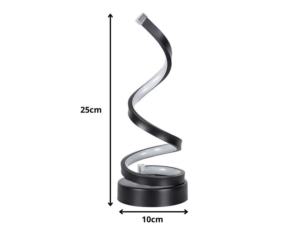 LED Spiral Tischlampe Dimmbar mit 3 Lichtfarben – USB Nachttischlampe für Schlafzimmer, Schreibtisch und Wohnzimmer