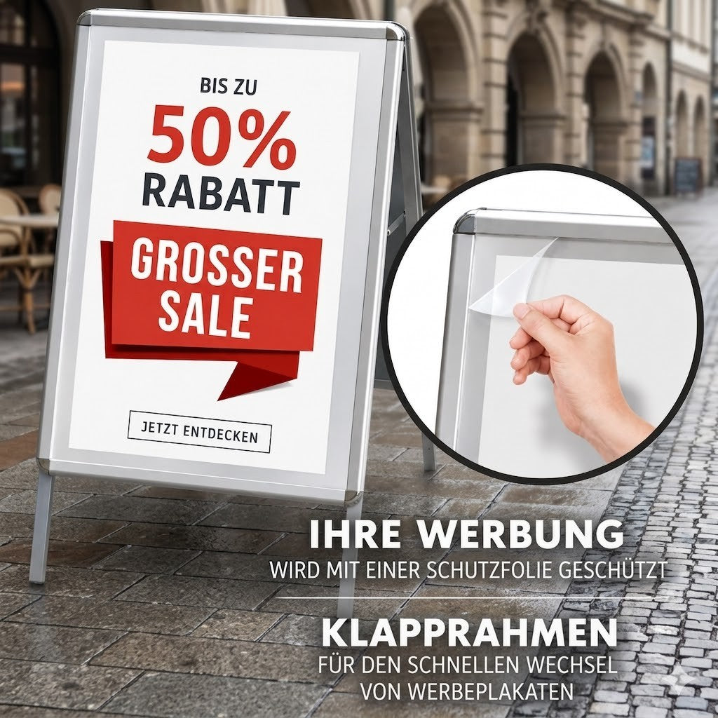 Kundenstopper DIN A1 doppelseitig Alu Werbeständer Posterständer