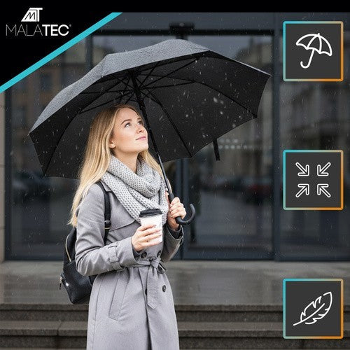Taschenschirm Automatik Regenschirm Windfest Faltbar 110cm Schwarz mit Hülle