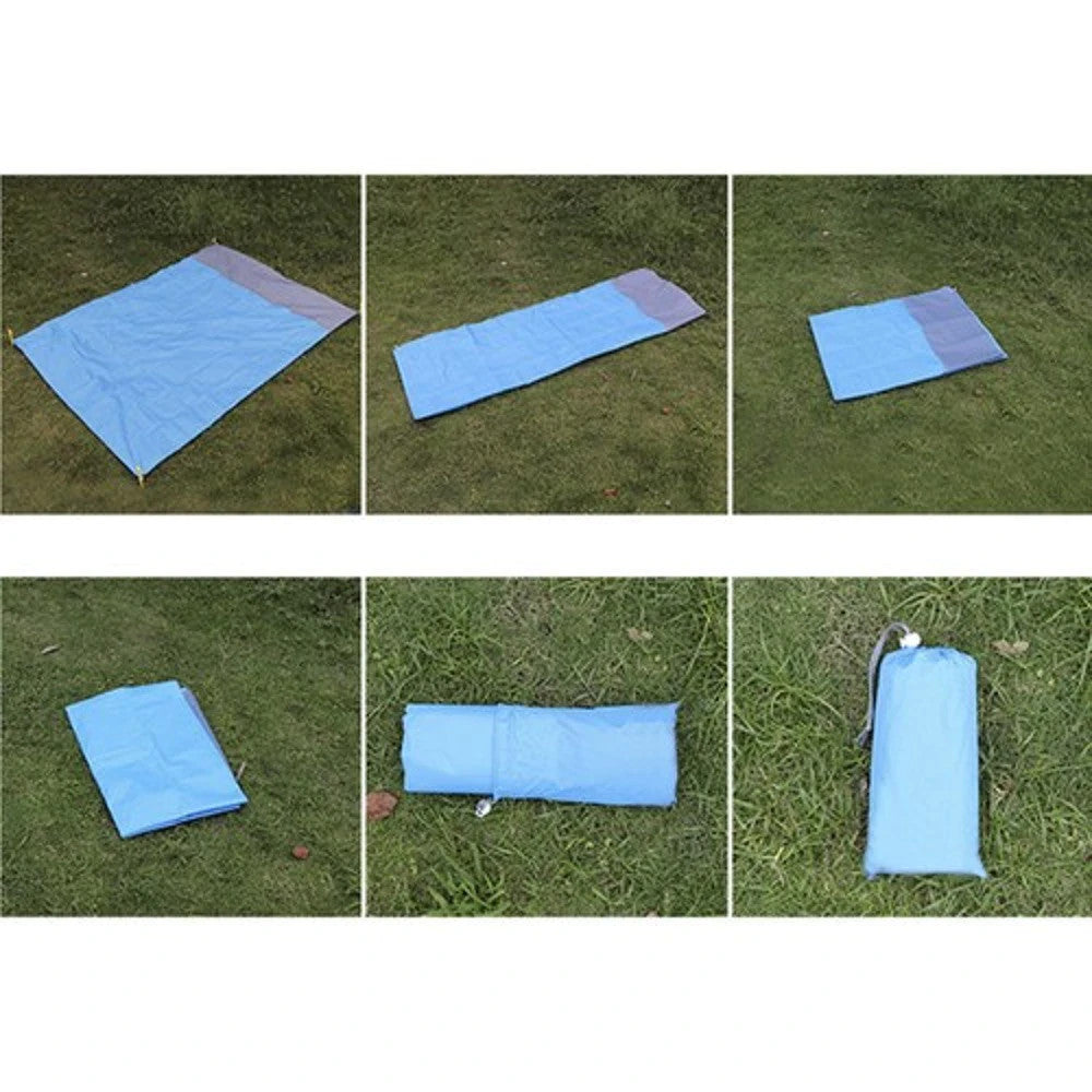 XXL Stranddecke 208x208 cm Wasserdicht – Picknickdecke mit Heringen & Tasche