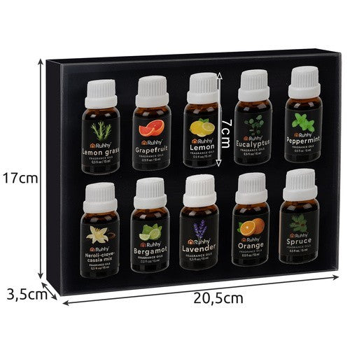 RUHHY Duftöl Set 10x15ml – Duftöle für Diffusor, Luftbefeuchter und Aromabrenner