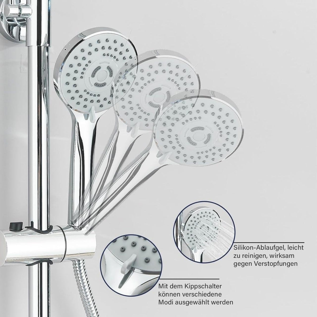 Edelstahl Regendusche Set 30x30cm Duschsystem Kopfbrause Handbrause Chrom