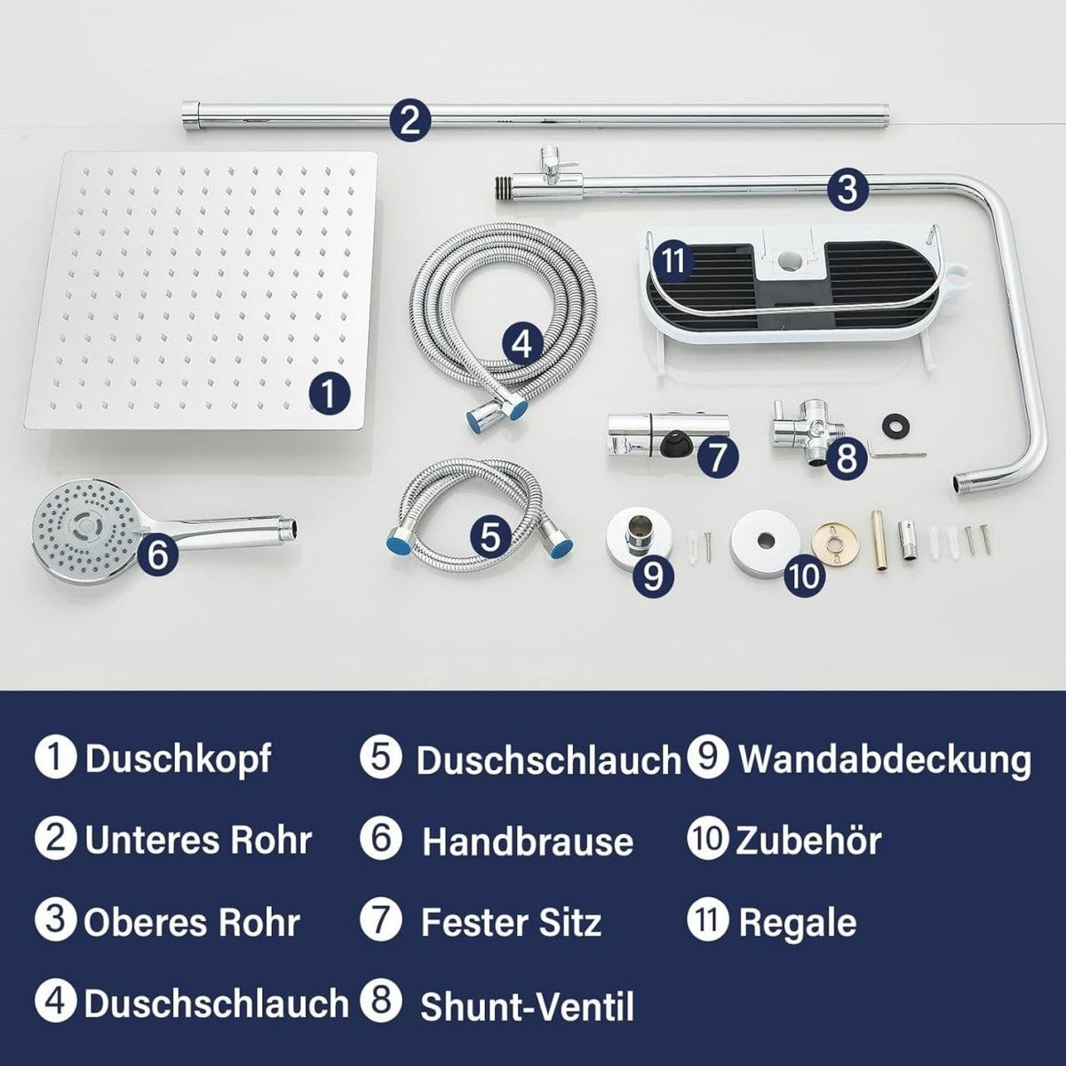 Edelstahl Regendusche Set 30x30cm Duschsystem Kopfbrause Handbrause Chrom
