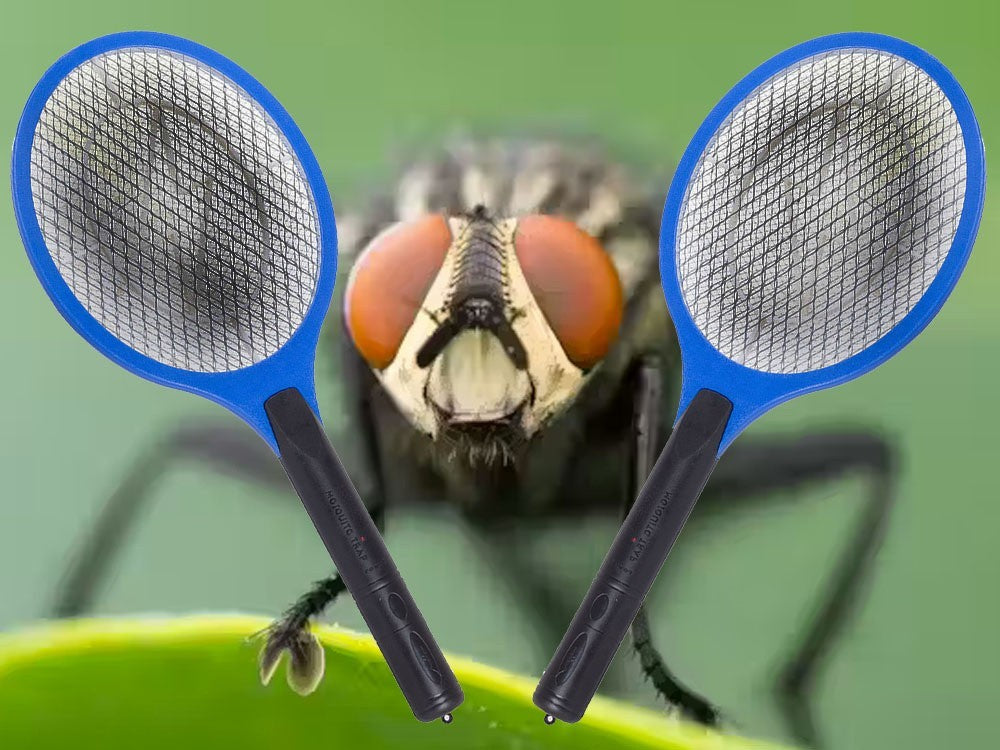 Elektrische Fliegenklatsche Insektenfänger Mücken Fliegen Wespen Batteriebetrieb