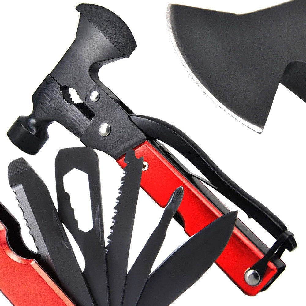 17in1 Multitool aus Edelstahl – Survival Werkzeug mit Hammer, Axt, Zange und Säge inklusive Tasche