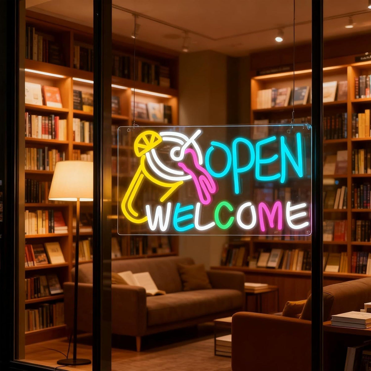 Open Welcome Neon Schild LED Bubble Tea Café Bar Leuchtreklame