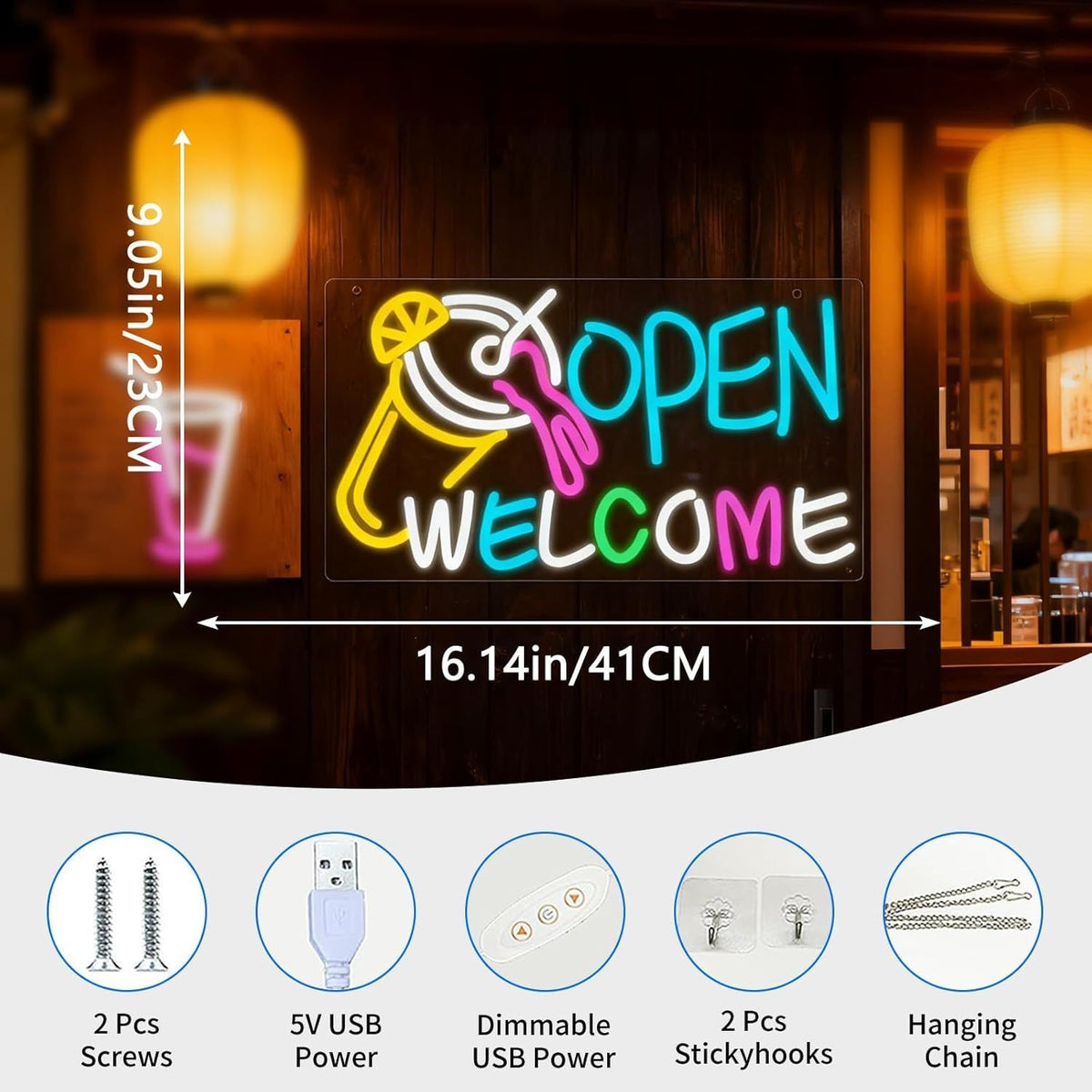 Open Welcome Neon Schild LED Bubble Tea Café Bar Leuchtreklame