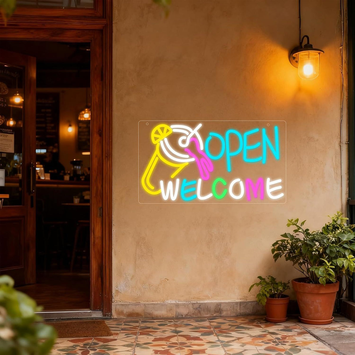 Open Welcome Neon Schild LED Bubble Tea Café Bar Leuchtreklame