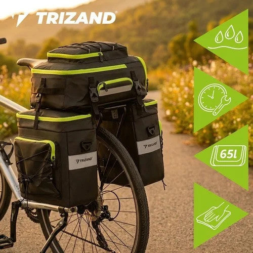 TRIZAND Fahrradtasche 65L 3in1 Gepäckträgertasche Rucksack wasserdicht