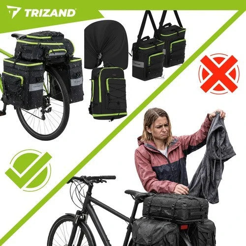 TRIZAND Fahrradtasche 65L 3in1 Gepäckträgertasche Rucksack wasserdicht